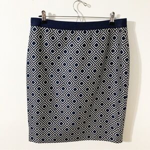 Ann Taylor Geometric Diamond Patterned Fully Lined Pencil Skirt Back Zipper